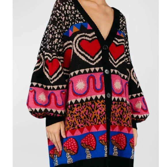 NWT $210 Farm Rio Ainika Graphic Elements Cardigan in size Large! - Picture 4 of 4